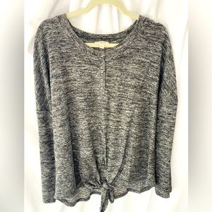 Umgee Brushed Twill Tie Front Long Sleeve Sweater